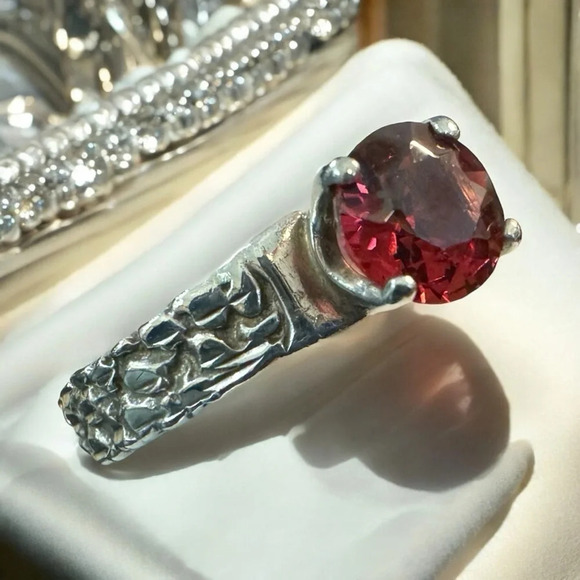 KABANA Pyrope Garnet Sterling Silver Nugget Band Ring - Picture 1 of 11